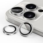 HARVORTEZ iPhone 15 Pro,15 Pro Max için, Kamera Lens Koruyucu, Basit Kurulum, HD Berrak Görüntü, Metal Çerçeve, 9H Temperli Cam, Çizilmeye Dayanıklı, Camera Lens Protector (Beyaz Titanyum)