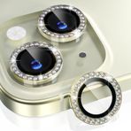 HARVORTEZ iPhone 15,15 Plus için, TAŞLI, Kamera Lens Koruyucu, Basit Kurulum, HD Görüntü, Metal Çerçeve, 9H Temperli Cam, Çizilmeye Dayanıklı, Diamond Camera Lens Protector (Sarı)