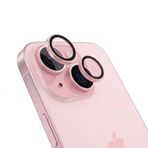 HARVORTEZ iPhone 15/15 Plus ile Uyumlu Safir Kamera Lens Koruyucu - Alüminyum Çerçeveli, Hizalama Aparatlı, Su Geçirmez Glue Layer,%95+ Kristal Netlikte 9H Safir Cam - Pembe
