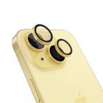 HARVORTEZ iPhone 15/15 Plus ile Uyumlu Safir Kamera Lens Koruyucu - Alüminyum Çerçeveli, Hizalama Aparatlı, Su Geçirmez Glue Layer,%95+ Kristal Netlikte 9H Safir Cam - Sarı
