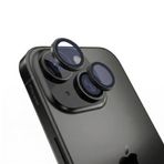 HARVORTEZ iPhone 15/15 Plus ile Uyumlu Safir Kamera Lens Koruyucu - Alüminyum Çerçeveli, Hizalama Aparatlı, Su Geçirmez Glue Layer,%95+ Kristal Netlikte 9H Safir Cam - Siyah