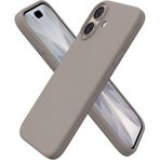 HARVORTEZ iPhone 16 Kılıf 6.1" ile Uyumlu Premium Sıvı Silikon Kılıf - Yumuşak Dokulu, Mikrofiber Kadife Astarlı, 3 Katmanlı Darbe Emici Sert Kapak - Natürel Titanyum