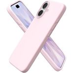 HARVORTEZ iPhone 16 Kılıf 6.1" ile Uyumlu Premium Sıvı Silikon Kılıf - Yumuşak Dokulu, Mikrofiber Kadife Astarlı, 3 Katmanlı Darbe Emici Sert Kapak - Pudra Pembe
