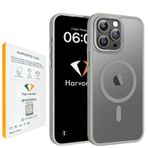 HARVORTEZ iPhone 16 Plus Kılıf 6.7" MagSafe ile Uyumlu, Yarı Saydam Mat Cep Telefon Kılıfı, Sararmaz, Yükseltilmiş Metal Lens Çerçeve, Metal Tuşlar, Profesyonel Koruma Phone Case - Gri