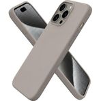 HARVORTEZ iPhone 16 Pro Max Kılıf 6.9" ile Uyumlu Premium Sıvı Silikon Kılıf - Yumuşak Dokulu, Mikrofiber Kadife Astarlı, 3 Katmanlı Darbe Emici Sert Kapak - Natürel Titanyum