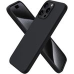HARVORTEZ iPhone 16 Pro Max Kılıf 6.9" ile Uyumlu Premium Sıvı Silikon Kılıf - Yumuşak Dokulu, Mikrofiber Kadife Astarlı, 3 Katmanlı Darbe Emici Sert Kapak - Siyah