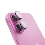 HARVORTEZ iPhone 16/16 Plus ile Uyumlu Safir Kamera Lens Koruyucu - Alüminyum Çerçeveli, Hizalama Aparatlı, Su Geçirmez Glue Layer,%95+ Kristal Netlikte 9H Safir Cam - Pembe