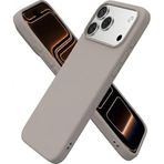 HARVORTEZ iPhone 17 Pro Kılıf 6.3" ile Uyumlu Premium Sıvı Silikon Kılıf - Yumuşak Dokulu, Mikrofiber Kadife Astarlı, 3 Katmanlı Darbe Emici Sert Kapak - Natürel Titanyum