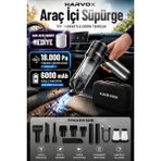 Harvox 18000PA Güçlü Vakum Araç Süpürgesi Taşınabilir Çantalı 6000MAH Bataryalı Üflemeli Hava Nemlendirici Hediyeli Süpürge - Siyah - Gri