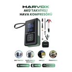 HARVOX Taşınabilir 10000mAh Akü Takviyeli Hava Kompresörü Şarjlı Powerbankli Göstergeli Araç Lastik Şişirme