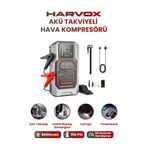 HARVOX Taşınabilir Akü Takviyeli Hava Kompresörü Şarjlı Powerbankli Göstergeli Araç Lastik Şişirme