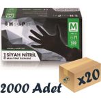 Has-pet Siyah Nitril Pudrasız Eldiven Medium 100’lü 20 Paket 2000 Adet