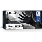 Has-Pet Siyah Nitril Pudrasız Temizlik Eldiveni (L) 100