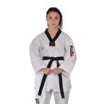 HAŞADO Fitilli Siyah Yaka Taekwondo Elbisesi (BEYAZ, 150)