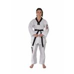 HAŞADO Fitilli Siyah Yaka Taekwondo Elbisesi (BEYAZ, 160)