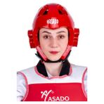 HAŞADO Taekwondo, Boks, Kickboks, Karate Kapalı Camlı Mantar Kask (KIRMIZI, L)