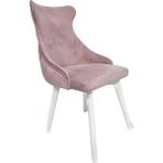 Hasağaç Gio Modern Toz Pembe Kadife Kumaş Beyaz Ahşap Ayaklı Sandalye