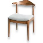 Hasağaç Magnolia Ceviz Masif Ahşap Konik Ayaklı Açık Gri Kumaş Modern Sandalye