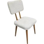 Hasağaç Modena Modern Sandalye Krem Boucle Kumaş Doğal Ahşap Konik Ayaklı
