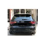 HasAkman Audi A3 Hb 8v Uyumlu Sportback Rieger Arka Ek Difüzör Piona Black 2012 - 2016 Sol Çift Egzoz Çıkışlı