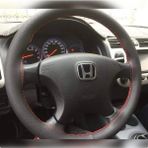 Hasbay Dikişli Direksiyon Kılıfı Noktalı Deri Kırmızı Dikişli Honda Civic Vtec 2 Için