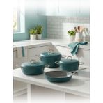 Hascevher Clarissa 7 Pcs Granit Elmas Tencere Seti (18/22TEN/26KAR/26TV)RENK: Su Yeşili - 10