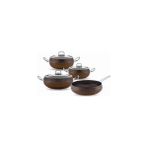 Hascevher Daisy 7 Pcs Güveç Granit Cam Kapaklı Tencere SETİ(18/22TEN/26KAR/26TV) - Gri