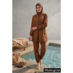 Hashtag Tesettür Mayo Tam Kapalı 4lü Set Su Tutmaz Hızlı Kuruyan Paraşüt Kumaş - 5XL - Kahverengi