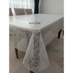 Hasır Desen Lüks Pvc Silinebilir Masa Örtüsü Tüm Renk ve Ölçüler - Beyaz - 140 x 240 cm