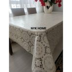 Hasır Desen Lüks Pvc Silinebilir Masa Örtüsü Tüm Renk ve Ölçüler - Krem - 120 x 140 cm