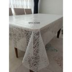Hasır Desen Lüks Pvc Silinebilir Masa Örtüsü Tüm Renk ve Ölçüler - Krem - 140 x 140 cm