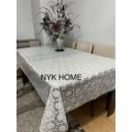 Hasır Desen Lüks Pvc Silinebilir Masa Örtüsü Tüm Renk ve Ölçüler - Krem - 140 x 240 cm