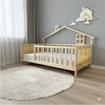 Hasır Doğal Ahşap Montessori Bebek ve Çocuk Karyolası - 60 x 120 cm