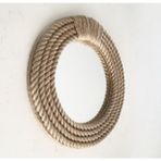 Hasır Halat Çerçeveli Yuvarlak Duvar Aynası - 40 cm (1)