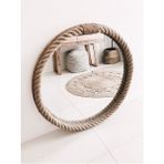 Hasır Halat Çerçeveli Yuvarlak Duvar Aynası - 60 cm