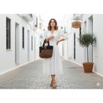 Hasır Kağıt Ip Kadın Çanta-Plaj Kadın Çanta Hand Made -El Örgüsü Çanta/yazlık Çanta - Kahverengi - Siyah