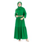 Hasır Kemerli Elbise-Benetton Yeşili