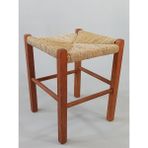 Hasır Örgülü Ahşap Tabure Ceviz 45cm (35cmx35cm)