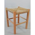 Hasır Örgülü Ahşap Tabure Natürel 45cm (35cmx35cm)