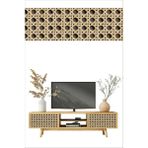 Hasır Rattan Desenli Kendinden Yapışkanlı Laminasyonlu Dolap, Şifonyer Kaplama Folyosu - 70 x 100 cm - Kahverengi - Krem