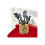 Hasır Rattan Kaşıklık Mutfak Tezgah Üstü Organizer 11cm