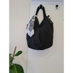 Hasır Siyah Orta Boy Kol Plaj Çantası El Örgüsü - 40x46 Askı 45 cm