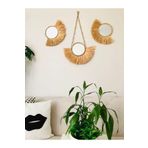 Hasirdukkanii 3 Lu Rafya Ayna Seti / Yelpaze Ayna / Tasarım Ayna / Duvar Panosu / Balkon Ofis Antre Salon Aynası