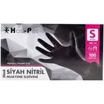 Haspet 100'lü Pudrasız Siyah Small Nitril Muayene Eldiveni