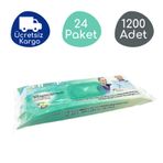 Haspet Antibakteriyel Kapaklı 30x32 cm 24 Paket 1200 Adet Perine Bölge Temizleme Havlusu