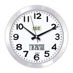 Hassas Dijital 36 cm Dijital Termometreli Nem Ölçerli Nemölçerli Satine Metal Ofis Duvar Saati