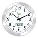 Hassas Dijital 48 cm Dijital Termometreli Nem Ölçerli Camlı Satine Aluminyum Metal Ofis Duvar Saati
