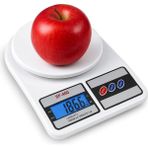 Hassas Dijital Mutfak Tartısı 10 Kg, Elektronik Gramaj Ölçüm Terazi - Ahşap - Beyaz