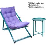 Hastunç Minderli - Miras Şezlong Seti Bahçe&balkon&teras&plaj Katlanır Set - 1 Şezlong 1sehpa - Mor