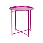 Hastunç Modern Tasarımlı Katlanır Metal Orta Sehpa Mor Renk 46x46 cm Yuvarlak Şekil